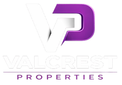 ValCrest Properties logo featuring stylized "VP" initials and the brand name in bold, emphasizing commercial real estate services.