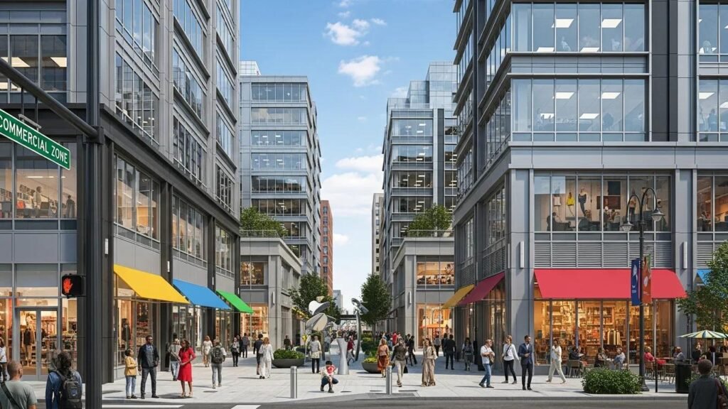 Vibrant commercial area in Metro Detroit illustrating the theme of zoning regulations and development opportunities