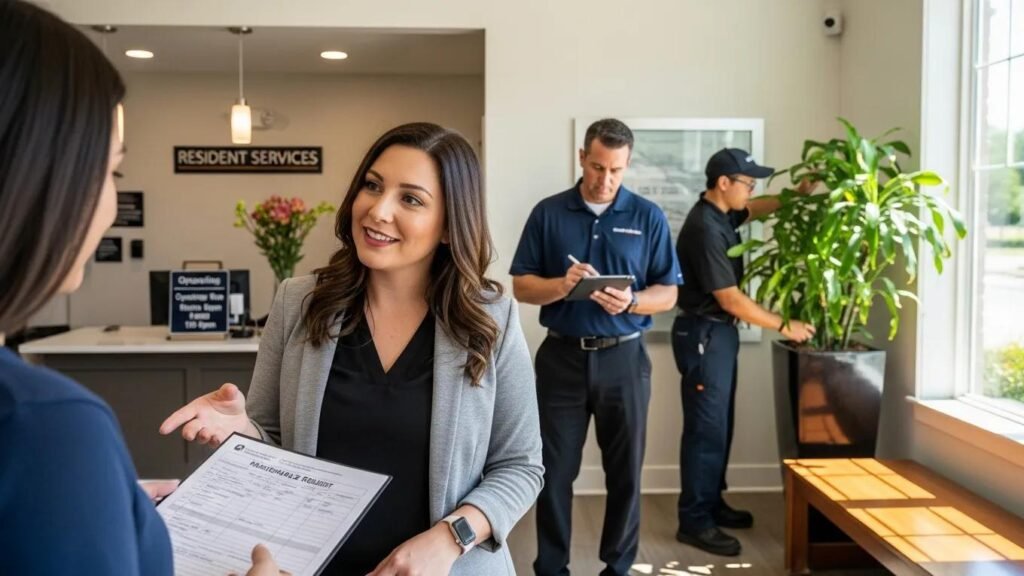 Property manager engaging with tenants to ensure satisfaction and retention