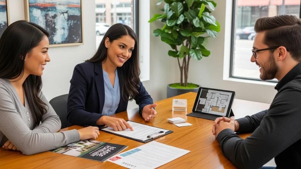Property manager engaging with tenants to build strong relationships and improve satisfaction in a commercial building
